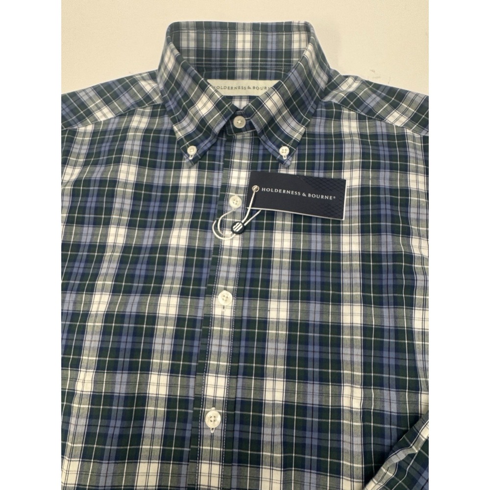 NWT Holderness & Bourne The Andrews Tailored Fit Button Down Shirt Blue MEDIUM - Picture 2 of 12